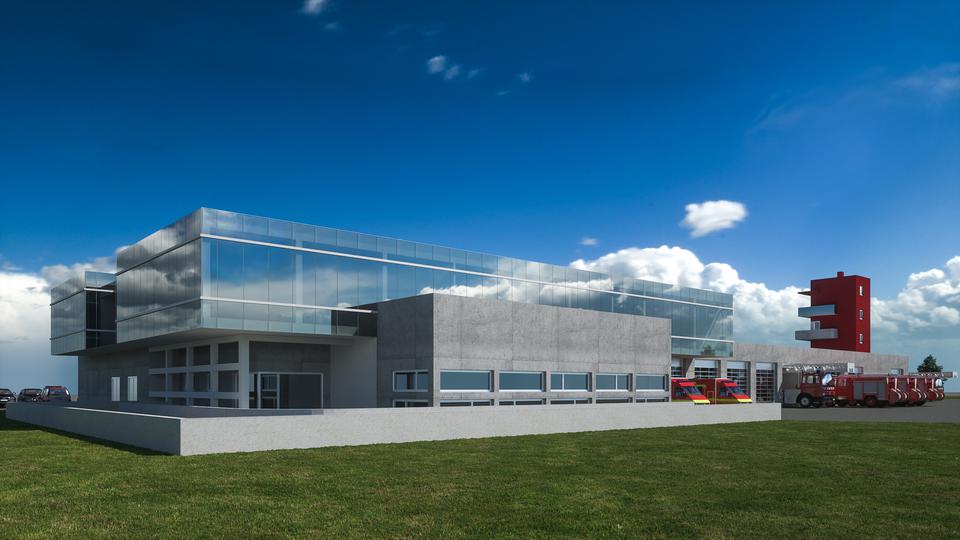 Zgrada ima građevinsku bruto površinu od 3855,24 m2, a na građevnoj parceli zauzima površinu od 2285,90 m2. Dužina zgrade je 94,77 m, širina joj je 37,73 m i visina tornja 16 m